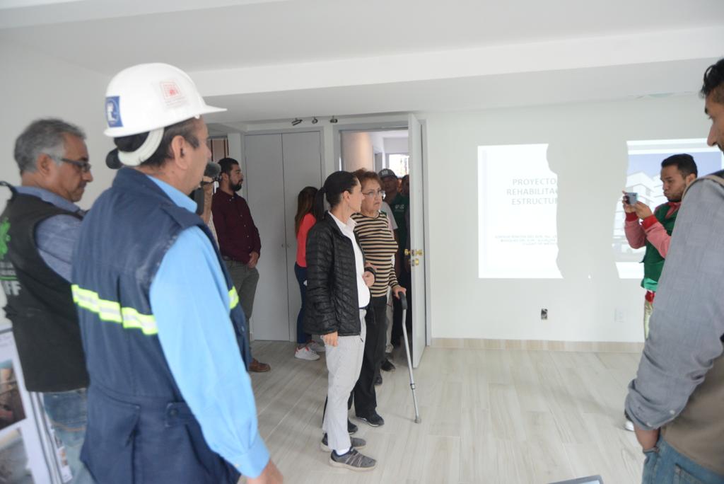 Visita Jefa de Gobierno tres inmuebles reconstruidos para garantizar condiciones de habitabilidad