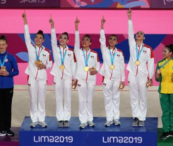 Oro histórico en gimnasia rítmica de conjuntos en Lima 2019