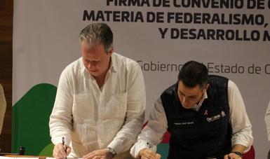 Firma Instituto Nacional para el Federalismo y el Desarrollo Municipal convenio de colaboración con el gobierno de Oaxaca