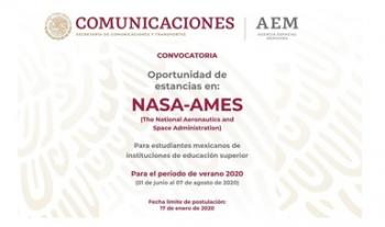 Emite convocatoria AEM para estancias de investigación en la NASA durante el verano 2020