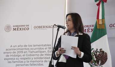 Reitera Gobierno de México incidir en la transformación de las causas reales que propiciaron explosión hace un año en Tlahuelilpan, Hidalgo