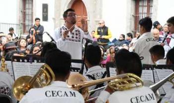 Bandas infantiles de Oaxaca llenan con su música el Complejo Cultural Los Pinos