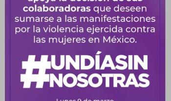 La Secretaría de Cultura apoya a sus colaboradoras que se sumen a la iniciativa del 9 de marzo