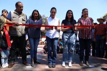 Inaugura Jefa de Gobierno Plaza Cívica del Pueblo de San Nicolás Totolapan en Magdalena Contreras