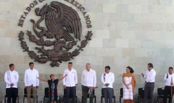 Como Juárez, estamos obligados a servir al pueblo y defender a nuestra patria, afirma presidente en Guelatao