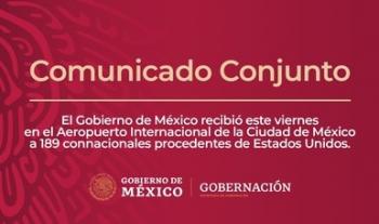 El Gobierno de México recibió este viernes en el Aeropuerto Internacional de la Cdmx a 189 connacionales procedentes de Estados Unidos