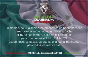 Alcaldía Cuajimalpa celebra Independencia con grito virtual