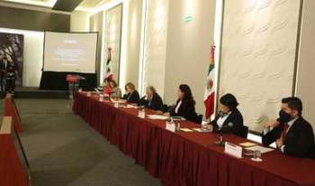 Octava rueda de prensa mensual del GIEV, encabezada por la secretaria de Gobernación, Olga Sánchez Cordero