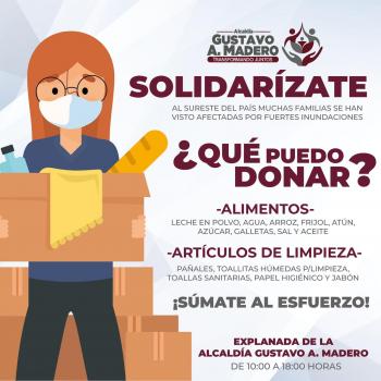 La alcaldía Gustavo A. Madero instala carpa de donación para damnificados por fuertes inundaciones