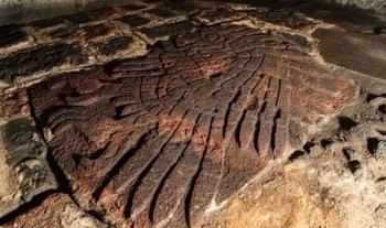 Indaga INAH bajorrelieve de un águila real descubierto recientemente por el Proyecto Templo Mayor