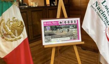 Develación del billete del Sorteo Zodiaco alusivo a la Zona Arqueológica Balcón de Montezuma, Tamaulipas