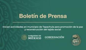 Inician actividades en municipio de Tapachula para promoción de la paz y reconstrucción del tejido social