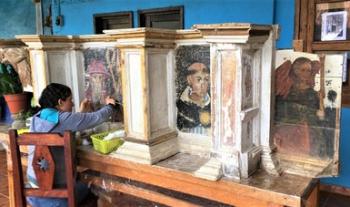 Concluye primera etapa de restauración del retablo del Templo de Santa María Huiramangaro, Michoacán