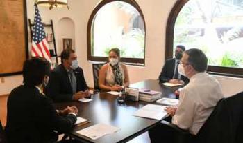 Secretario Marcelo Ebrard recibe al senador del estado de California, Ben Hueso