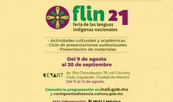 Actividades de la Feria de Lenguas Indígenas Nacionales (FLIN) 2021, se realizarán en el Centro Nacional de las Artes