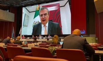 Canciller Marcelo Ebrard llama a la comunidad internacional a reforzar el control transfronterizo de armas