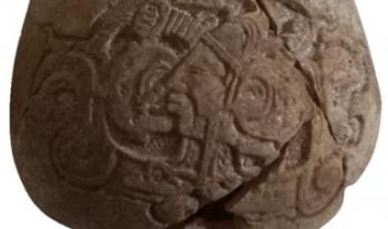 Descubren milenaria vasija con escritura jeroglífica en obras del Tren Maya, en Yucatán