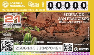 Pinturas rupestres de Baja California Sur se imprimen en billete de lotería 