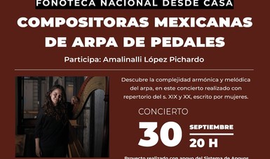 Ofrecerán concierto de arpa con composiciones hechas por mujeres de los siglos XIX y XX, en la Fonoteca Nacional 