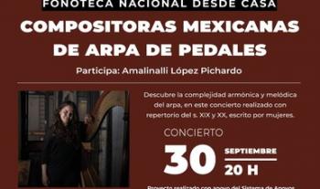 Ofrecerán concierto de arpa con composiciones hechas por mujeres de los siglos XIX y XX, en la Fonoteca Nacional