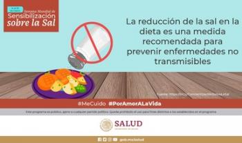 Consumo excesivo de sal causa de 5% de fallecimientos por enfermedad cardiovascular: INSP
