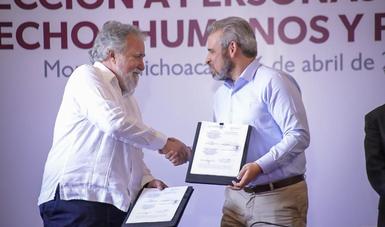 Firman convenio entre el Mecanismo de Protección para Personas Defensoras de Derechos Humanos y Periodistas y el gobierno de Michoacán