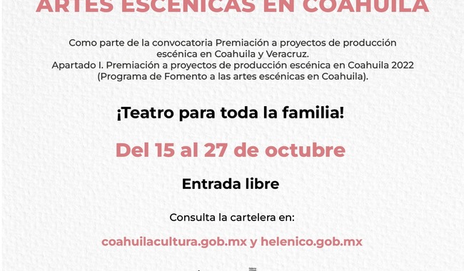 Inician las funciones del Programa de Fomento a las Artes Escénicas en Coahuila