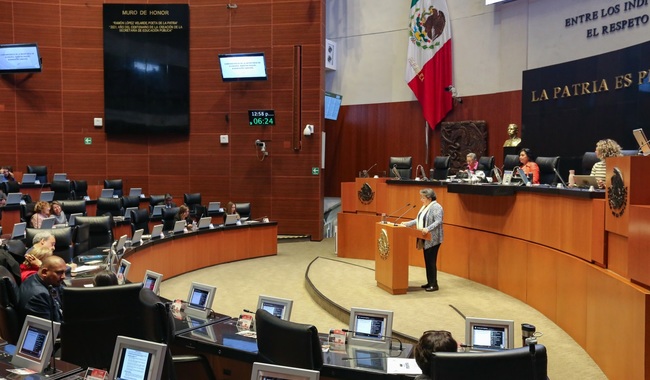 Mensaje de la secretaria de Economía, Raquel Buenrostro, durante la comparecencia en el Senado de la República 
