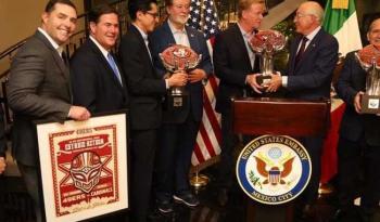 México y EE.UU. celebran bicentenario de relaciones diplomáticas con partido de la NFL en el Estadio Azteca