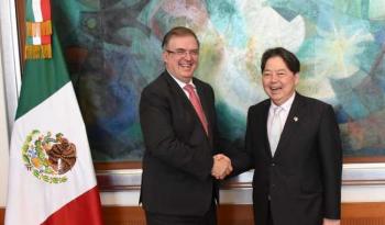 Reunión entre el canciller Marcelo Ebrard y el ministro de Asuntos Exteriores de Japón