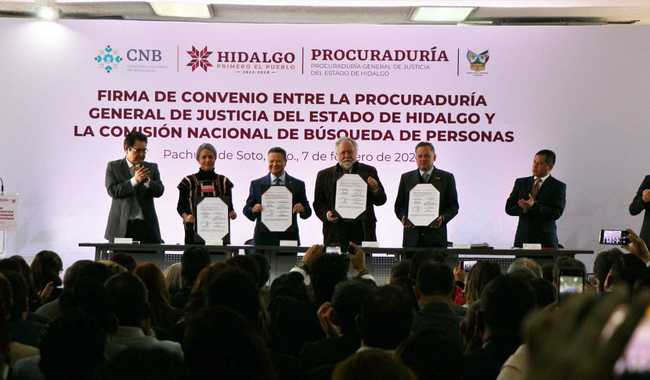 Firman CNB y PGJ de Hidalgo convenio en materia de búsqueda forense con fines de identificación humana y enfoque masivo a gran escala