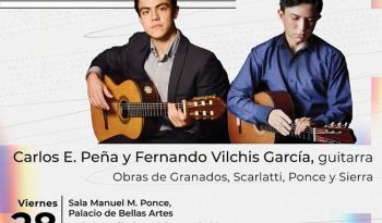 Concierto Jóvenes en la Música: Guitarristas Fernando Vilchis y Carlos E. Peña junto al pianista Isaías Serrano Sánchez
