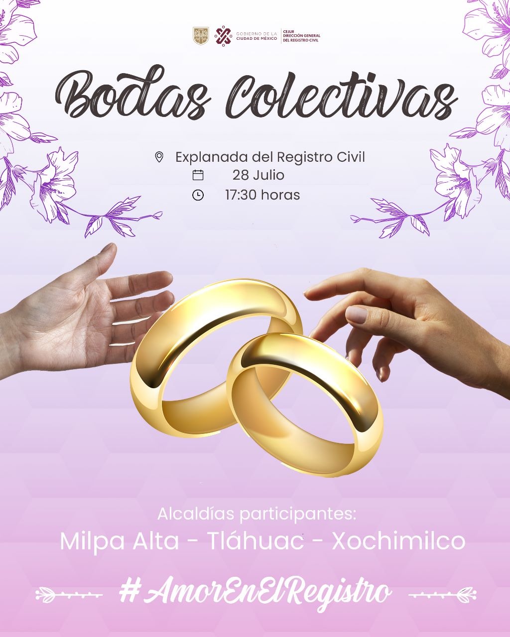 Celebra la DGRC la segunda edición de Matrimonios Colectivos en la Ciudad de México