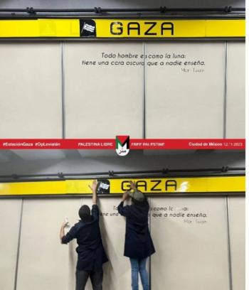 Jóvenes renombran estación del metro en solidaridad con Gaza: protesta que resuena en redes sociales