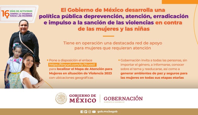 Gobierno de México concluye 16 días de activismo contra la violencia de género con un llamado a la acción