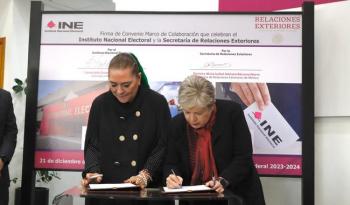 Histórico acuerdo INE y SRE firman convenios para facilitar voto de mexicanos en el exterior 