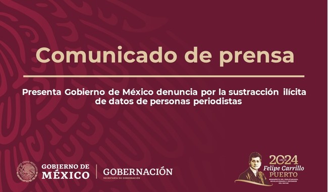 Gobierno mexicano denuncia robo de datos de periodistas y refuerza protección
