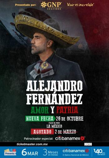 Alejandro Fernández anuncia segundo concierto en Plaza de Toros La México