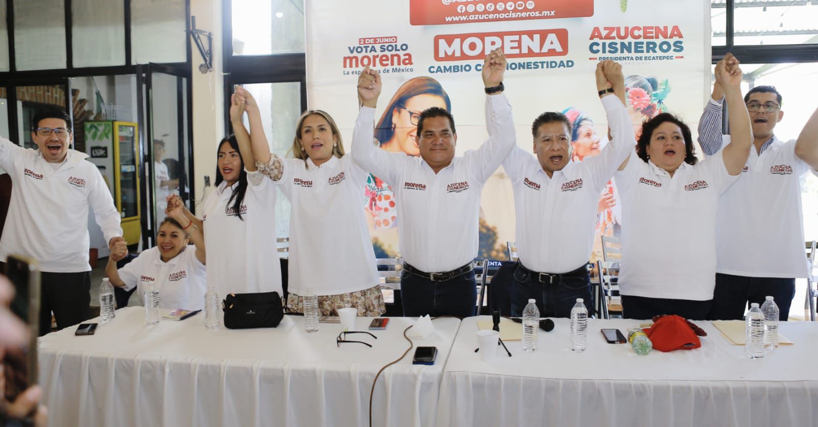 Líderes del PT, MC y PRI respaldan a Azucena Cisneros en Ecatepec 