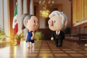 AMLO inicia la mañanera con su caricatura en 3D, María Tabares sorprende con animación