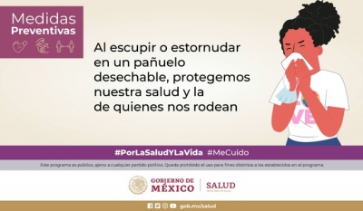 Secretaría de Salud recomienda uso de cubrebocas ante síntomas respiratorios en espacios cerrados