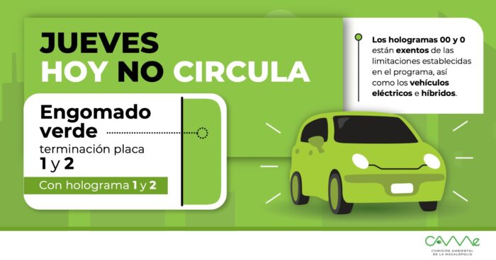 Hoy No Circula del 5 de septiembre en CDMX y Edomex: autos con engomado verde y placas 1 y 2 no circulan