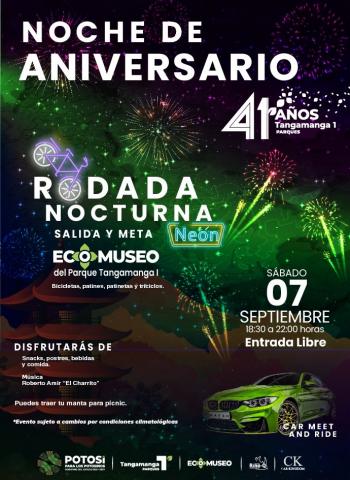 Parque Tangamanga I celebra su 41 aniversario con rodada nocturna y picnic