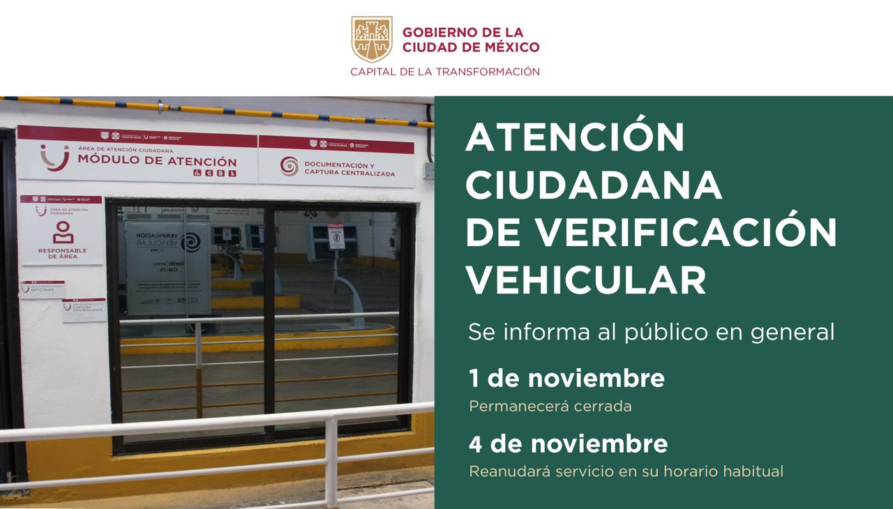 Suspensión de verificación vehicular en la CDMX el 1 y 2 de noviembre