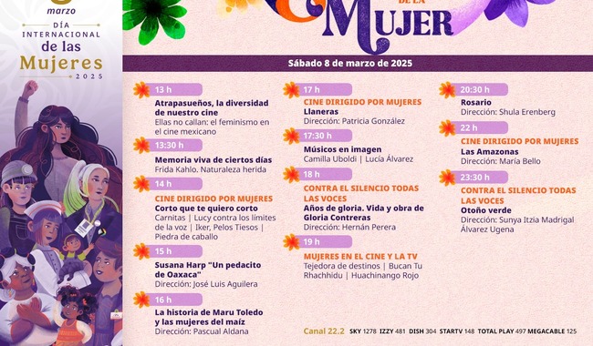 Canal 22 presenta programación especial en marzo por el Día Internacional de la Mujer