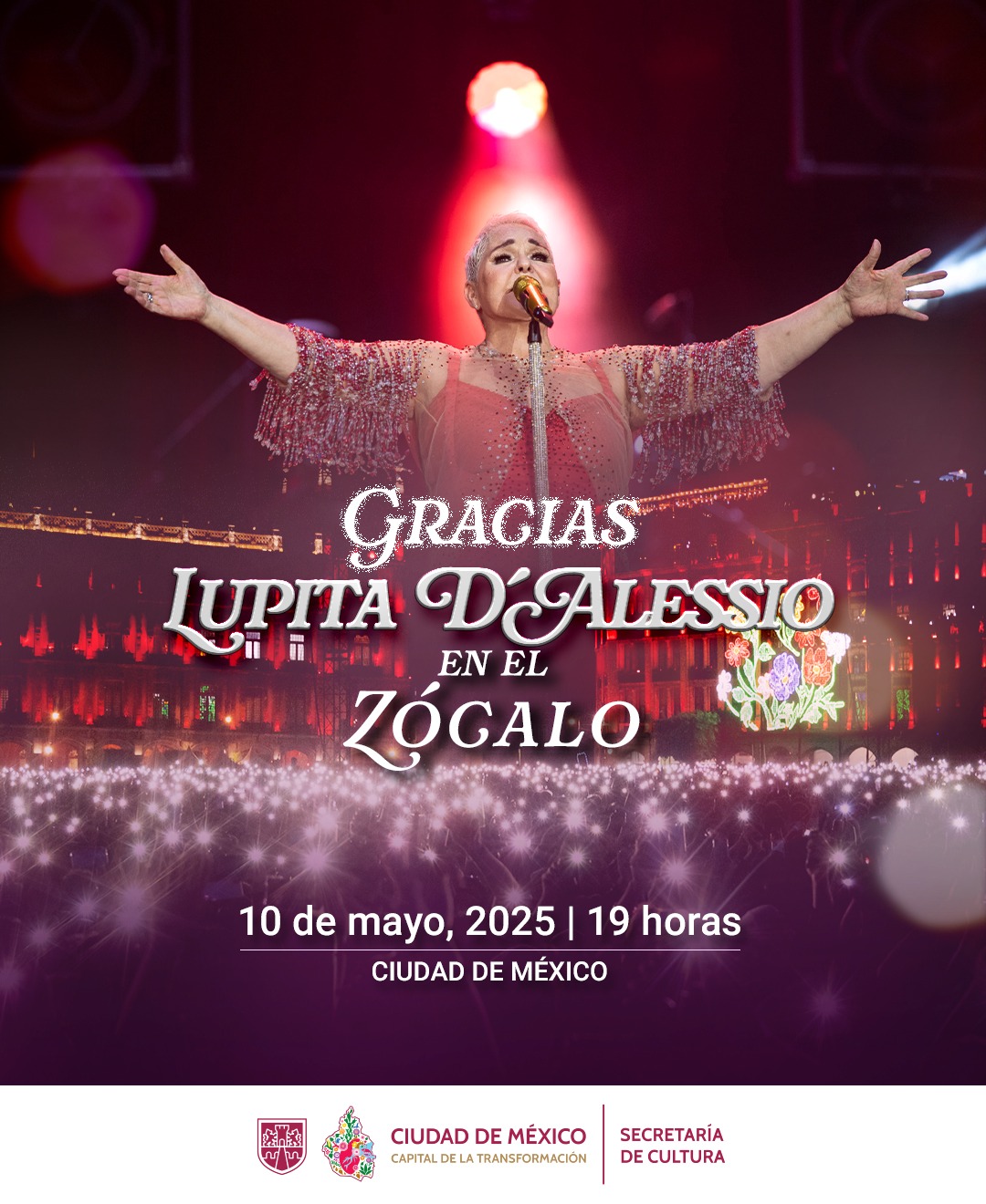 Lupita D'Alessio celebrará el Día de las Madres con concierto gratuito en el Zócalo