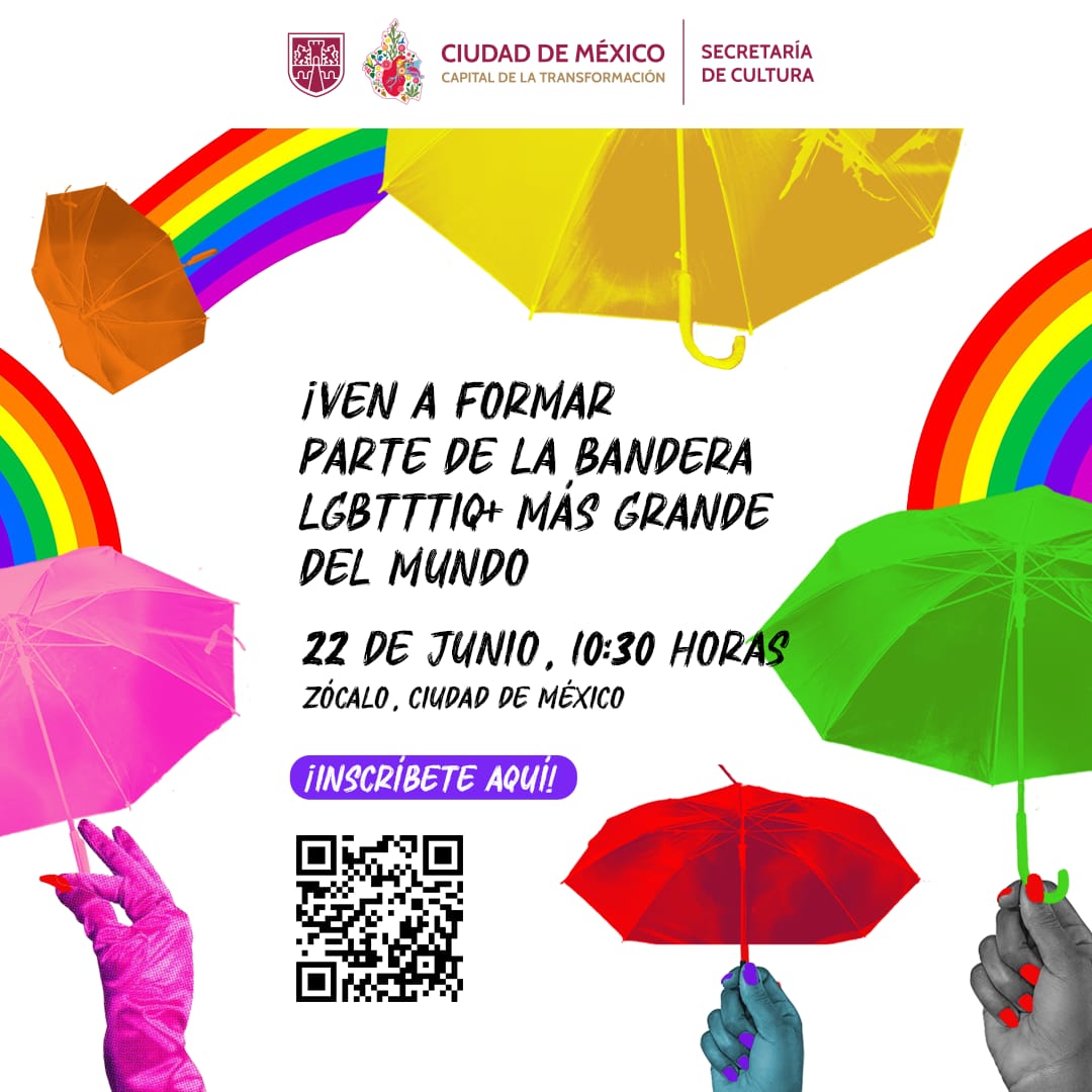 Formarán bandera LGBT+ monumental en el Zócalo con 5 mil sombrillas y coreografía colectiva