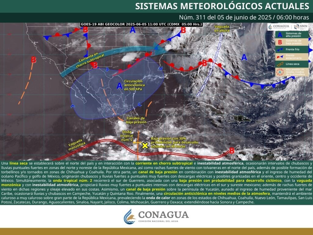 Alerta en Oaxaca por tormentas fuertes con actividad eléctrica y vientos intensos