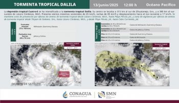 Tormenta tropical Dalila se forma en el Pacífico; Colima refuerza monitoreo