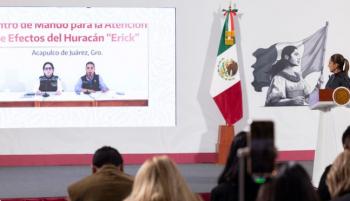 Claudia Sheinbaum pide cautela ante paso del huracán Erick en Guerrero y Oaxaca